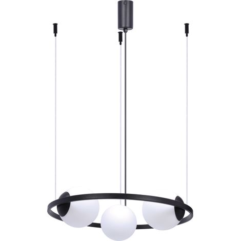 Suspension Orbit noire, boules blanches 3xE27 Zuma 5004 (1/5)