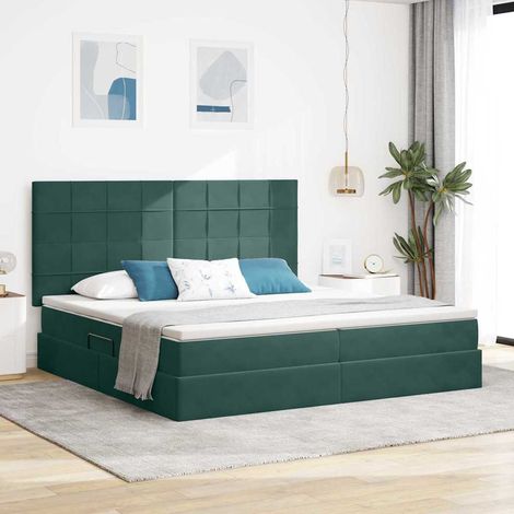 Bett mit Stauraum und LED mit LED Dunkelgrün 200 x 200 cm Samt (1/5)