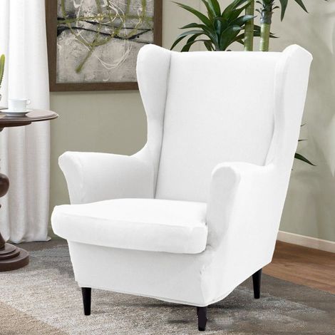 Housse De Fauteuil - Élastique Tout-En-Un Pour Fauteuil À Dossier Haut - Tissu Soyeux - Blanc Gris Bleu Marine Rouge Rose - 1 Pièce (1/5)