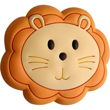 Arrêts De Portes Poignée De Porte De Dessin Animé,Tampon Anti-Collision,Protection Murale D'Aspiration De Porte,Autocollant En Silicone Silencieux 2Pièces,Petit Lion