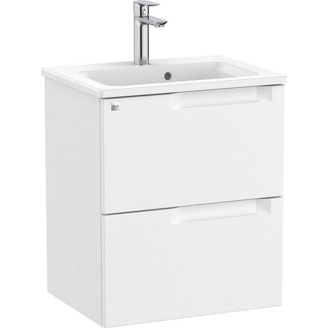 Pack Unik mueble base compacto de dos cajones + lavabo ALEYDA - ROCA Color: Gris piedra - Medidas: 805x380x565 mm