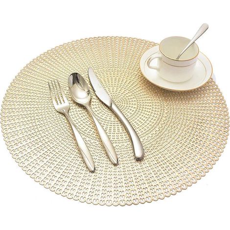 Tovagliette americane per colazione sottopiatto lavabile tondo 41 cm -Argento (1/4)
