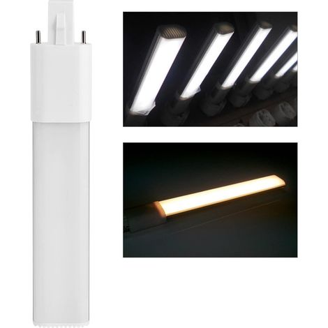 Lampe Fluorescente à Tube Compact 6W à 2 Broches, Lampe Fluorescente G23 Base à Tube Horizontal, 6000K(White G23) (1/4)