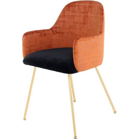 Chaise Déco en Velours "Richard" 85cm Marron & Noir (1/3)