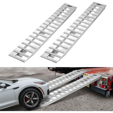 VEVOR Rampe di Caricamento per Veicoli 2 Pezzi da 2745 x 380 mm, in Alluminio Resistente con Piastre Antiscivolo, Capacita Combinata di 4535,9 kg, per Carrelli, Trattori Agricoli, ATV, Tosaerba