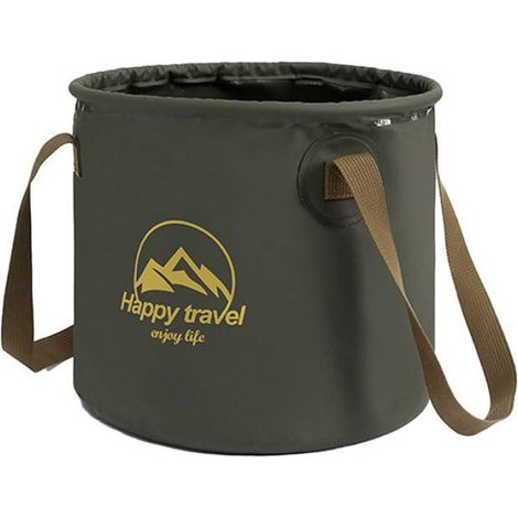 Seau Pliable - 10 L - Matériau Oxford + PVC - Pour Camping et Activités Extérieures - Vert (1/5)