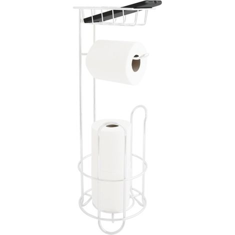 Réserve, Porte rouleaux & Support téléphone sur pied Acier LILO Blanc mat MSV (1/4)