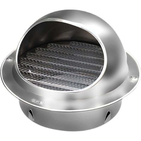 Runder Ventilator mit Edelstahlgitter, runder Lüftungsgitterabdeckung, wandmontiertem Abluftauslass, 100-mm-Lüftungsöffnungen