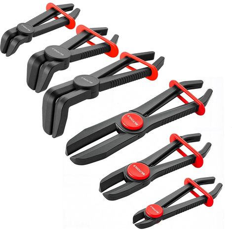 BILITOOLS Lot de 6 Pinces à Durite, Droites & Coudées 90°  Pince à Collier en Plastique sans Dommage, Pour Tuyaux de Carburant，de Frein et de Refroidissement (1/5)