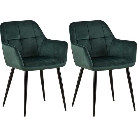 Set de 2 Sillas de salón Emia en terciopelo Verde