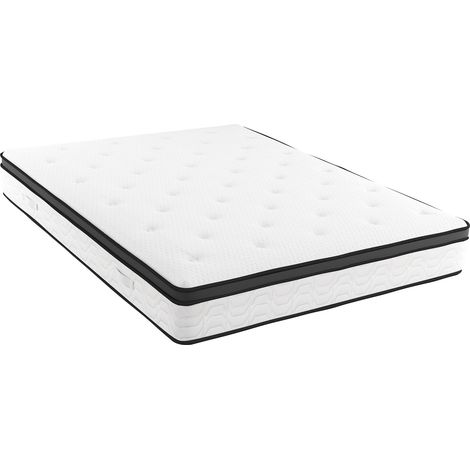 Materasso Matrimoniale Ibrido Con 240 Molle Insacchettate per M² E Memory Foam 5 Zone di Comfort Double Sided Rigidità H3/H4 Medio Rigido 160 x 190 x 29 Cm