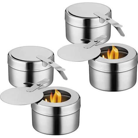 Support à combustible en 4 parties, fondue chinoise portable, chauffage haute efficacité, avec couvercle amovible, idéal pour les buffets et les fêtes. (1/5)
