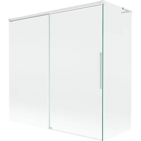 Mexen Rox L Duschabtrennung, 2-flügelig, verschiebbar, 160 + 80 x 150 cm, transparent, weiß - 8C9L-160-080-20-00