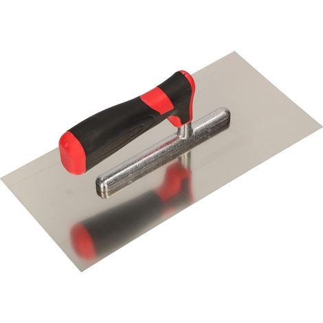 Kotarbau Truelle de lissage en acier inoxydable sans denture 270 x 128 mm pour pose de carrelage, disque de lissage, truelle en acier inoxydable avec poignée souple indispensable pour le carrelage (1/5)
