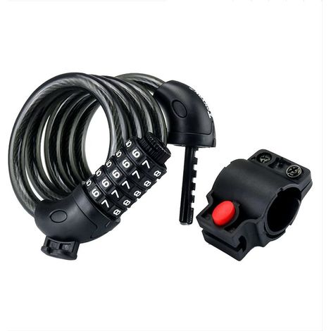 Antivol Pour Vélo De Haute Sécurité Avec Combinaison À 5 Chiffres Réinitialisables, 1,2 M X 12 Mm (Noir) (1/5)