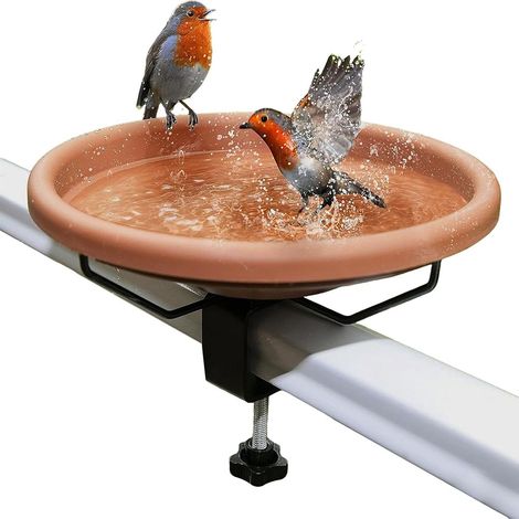 Bath Bowl - Deck Mounted - 30 Cm Diameter - For Balcony Railing Or Terrace - Detachable Plastic Bowl With Steel Clamp - 1 Piece (1/5)