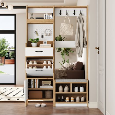 Flurmöbel mit Schuhschrank, Bank und 1 Schublade, 108,5 x 35 x 180 cm OKMYHOME (1/5)