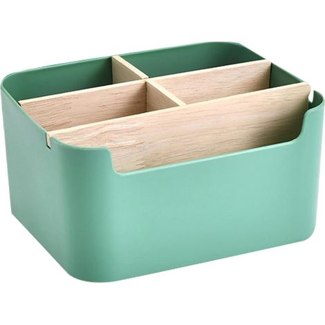 Scatola portaoggetti da scrivania in bambù a cinque scomparti con portapenne ideale per riporre penne, cosmetici e piccoli oggetti ecologica. (1/5)