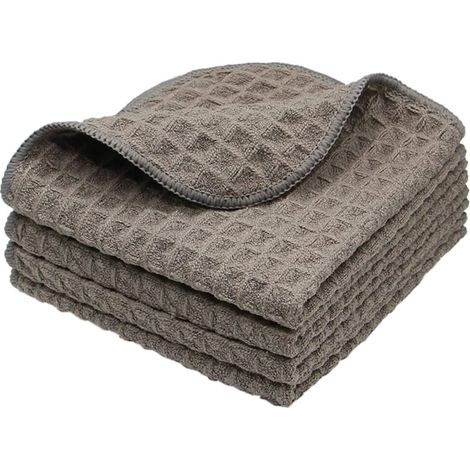 Chiffon de nettoyage de cuisine en microfibre, torchon épais à tissage gaufré absorbant l'eau (1/5)
