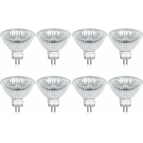 Ampoule Halogène GU5.3 MR16 35W 12V Blanc Chaud 2800K Dimmable, Couvercle en Verre 400 Lumens 2 Broches Spot de Remplacement, Paquet de (1/5)