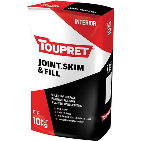 Toupret Joint Skim & Fill 10kg Multipurpose Powder Filler for Internal Use (1/8)