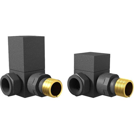 Heatwave Square Anthracite Corner Radiator Valves Pair (1/2)