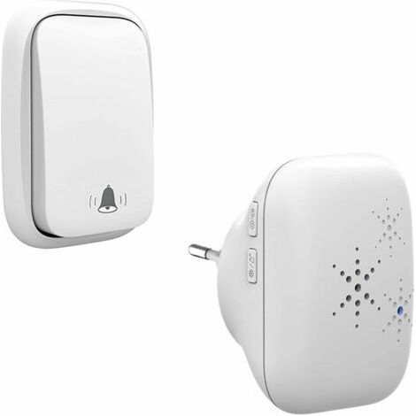 Wireless and battery-free outdoor doorbell waterproof IP 65 snow rain humidity, white (1/5)