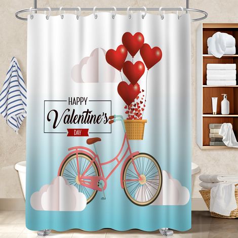 Ensemble rideau de douche polyester avec anneaux 180x180 avec motif bâche polyester douche pour une petite salle de bain (1/5)