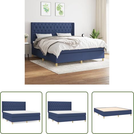 vidaXL Kopfteil - Boxspringbett mit Matratze Blau 160x200 cm Stoff (1/5)