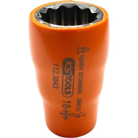 Douille 3/8'' isolée 1000V, 12 pans 18 mm (1/4)