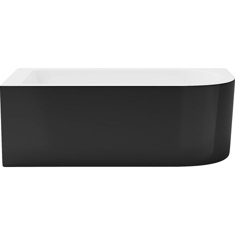 Baignoire d'angle - 150 x 75 x 58 cm - Noir brillant - Angle gauche - 201 L - ANIKA (1/4)