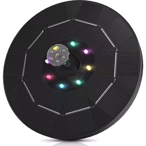 Fontaine solaire 3W avec LED, 7 effets, batterie 2000mAh, pompe solaire pour bassin KLB (1/5)