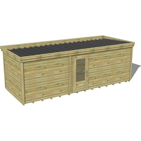 ABRI DE JARDIN bois traité 27mm, 7,4x2,6m, 20m2, Plancher