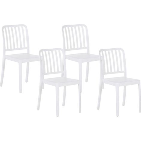 Conjunto de 4 sillas de balcón de plástico blanco apilable resistente al agua interior exterior Sersale