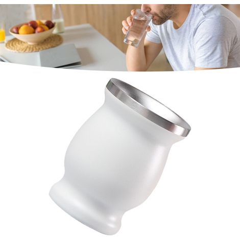Gobelet isotherme double paroi en acier inoxydable 304 (240 ml) avec paille et goupillon, blanc (1/5)