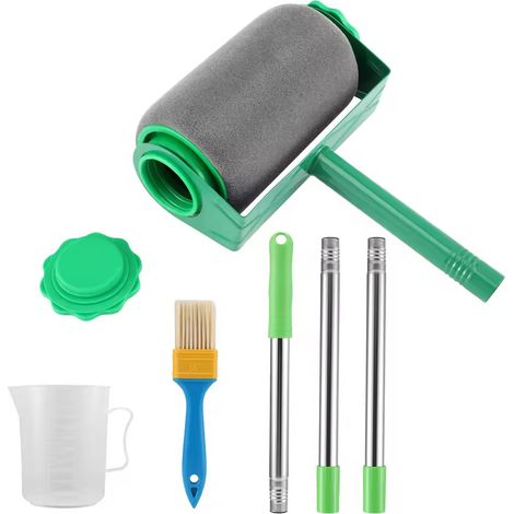 Outils de peinture, rouleau à peinture, ensemble de peinture multifonctionnelle et de peinture latex, ensemble de réparation d'angles muraux en 6 pièces, rouleau à poils fins pour angles difficiles.