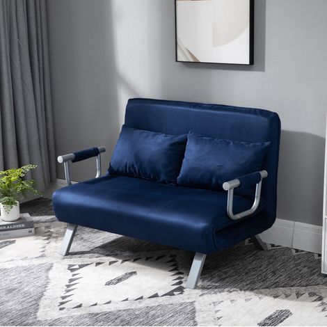 MEUBLIV divano letto 2 posti 111x80x78 cm blu - schienale reclinabile, senza materasso (1/5)