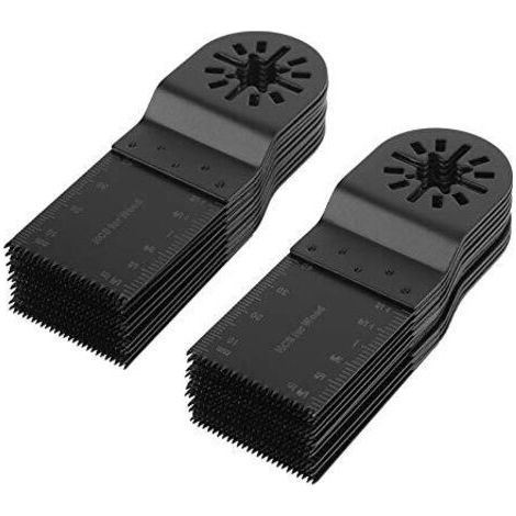 Lot de 20 lames scie à oscillantes en acier au carbone, Outil multifonction 34 mm, rotative pour le bois, plastique, tôle mince et les clous - (1/5)