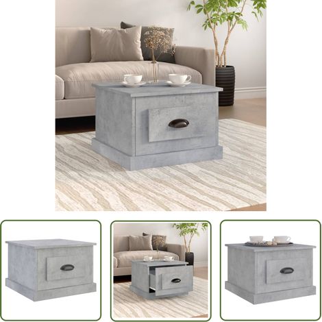 The Living Store Table basse gris béton 50x50x35 cm bois d'ingénierie - Table Basse - Meuble Salon - Table D'appoint - Table Côté Canapé - Bois D'ingénierie (1/5)