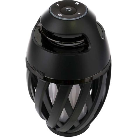 Tischleuchte Außenbereich Tischlampe Bluetooth Lautsprecher USB Feuereffekt LED