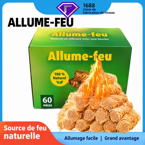 Allume-feu bois et cire 60 bâtonnets pour barbecue et cheminée 20 x 50 mm 700 g – Livraison gratuite (1/5)