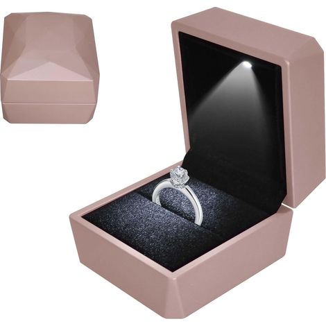 LED-Ringbox – 1 Stück – Samt und Gummi – Automatische Beleuchtung – Verlobung/Hochzeit – Roségold (1/5)