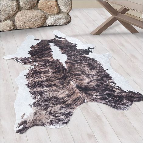 Tapis imitation peau de bête lavable en machine Nuria Marron 150x200 (1/5)