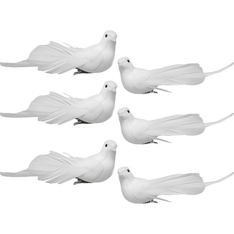 Set da 6 Colombe dal becco Bianco con Pinza Decorazioni pasquali arredo Casa (1/4)