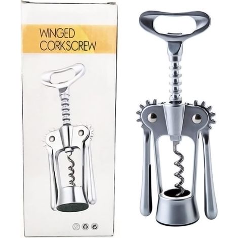 2 in 1 corkscrew, corkscrew with spiral, stainless zinc alloy bottle opener, bottle opener and beer bottles (silver). (1/5)
