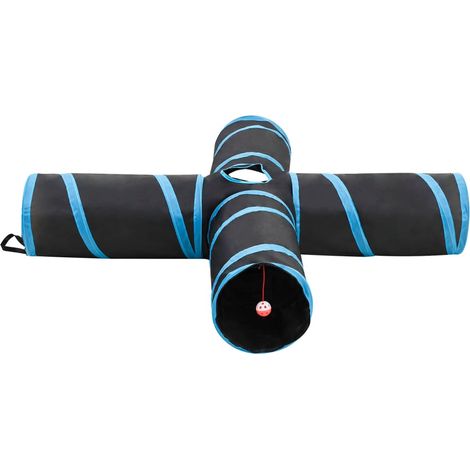 Maison Exclusive - Katzentunnel 4-Wege Schwarz und Blau 132 cm Po (1/5)