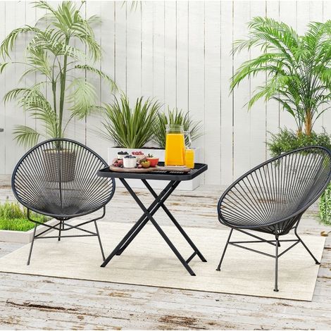 table repas balcon pliante jardin acier 70 x 70 cm HAVRYA (1/3)