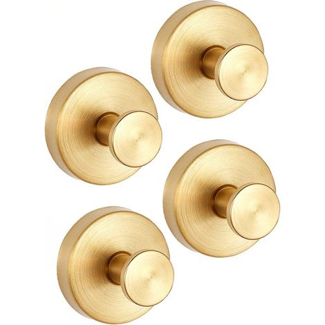 Set mit 4 Kleiderhaken aus Edelstahl, Duschhaken mit Saugnapf, goldfarben