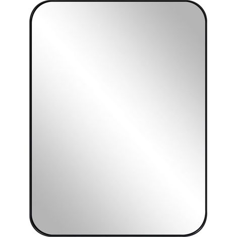WOLTU Espejo de baño rectangular, espejo decorativo de entrada para baño, recibidor, pasillo, vestidor y sala de estar, color negro.