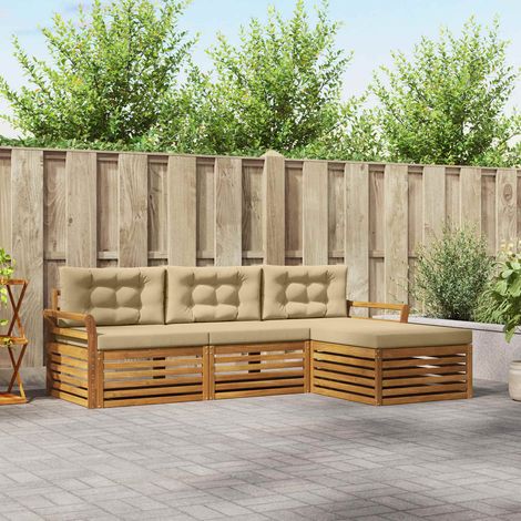 vidaXL Outdoor-Sofagarnitur Natur und Beige 254 x 162,5 x 73 cm (1/5)